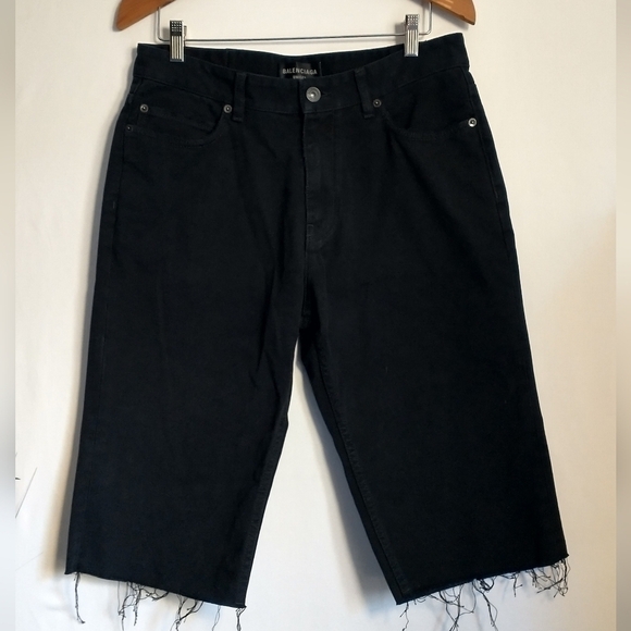 Balenciaga Jean Shorts Black Waist Size 30 Large High End Up Scale Preppy - Picture 2 of 9